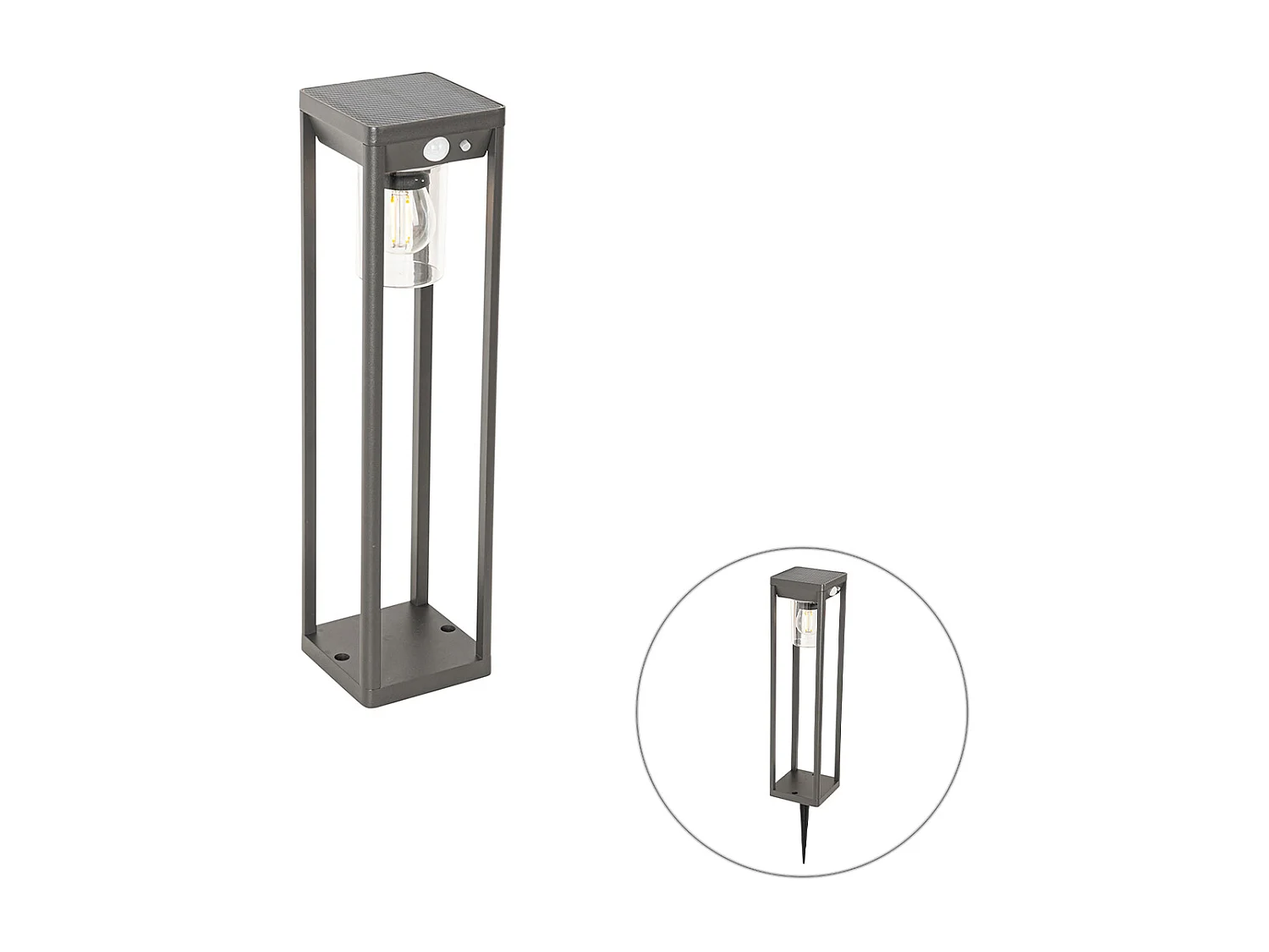 Lampadaire d'extérieur gris foncé 40 cm avec LED et lumière variable sur solaire - Sonne