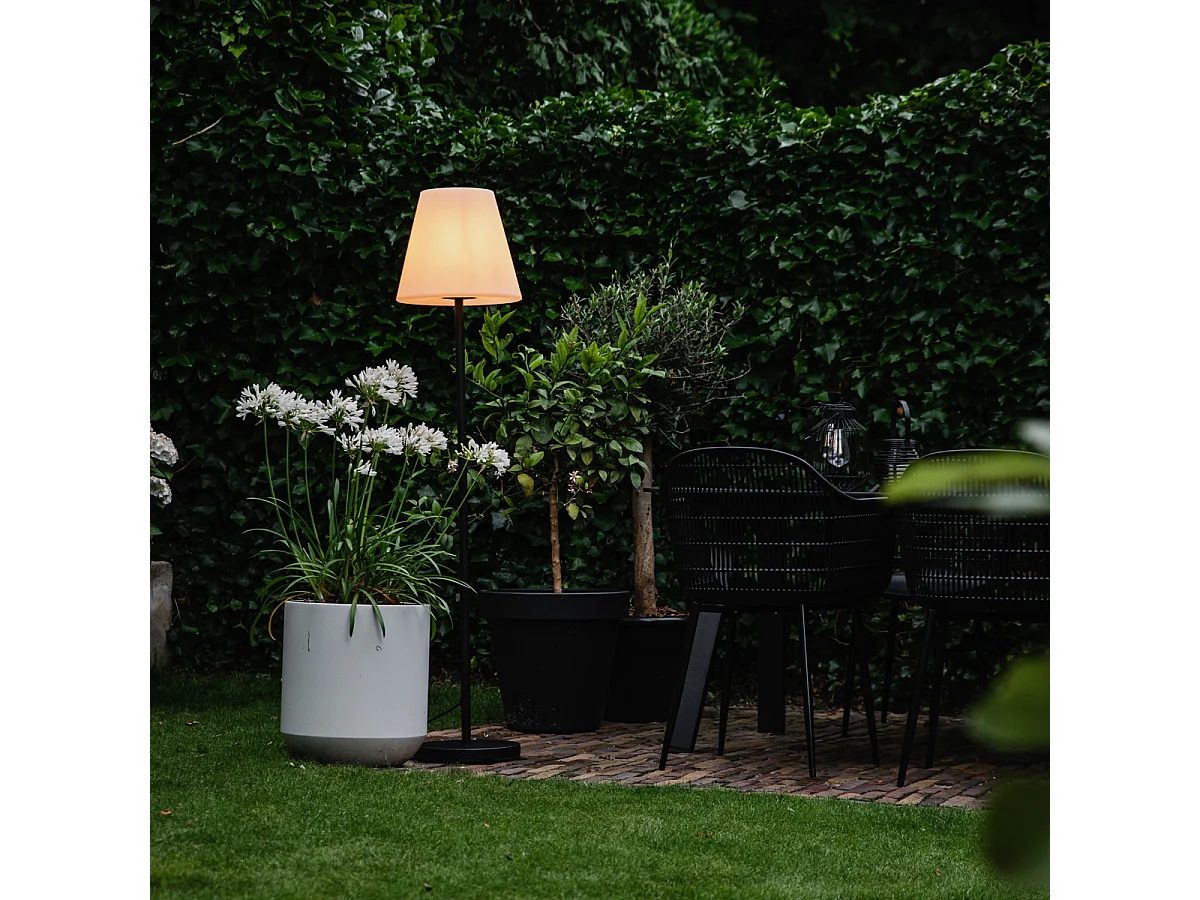 Lampadaire d'extérieur noir avec abat-jour blanc 35 cm IP65 - Virginia