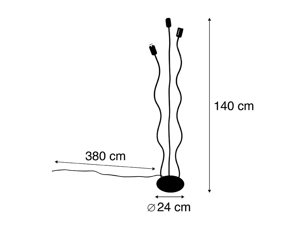 Lampadaire design noir 3 lumières - Wimme
