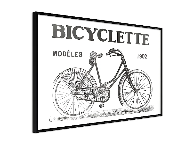 Affiche Murale Encadrée "Bicyclette" 30 x 20 cm Noir