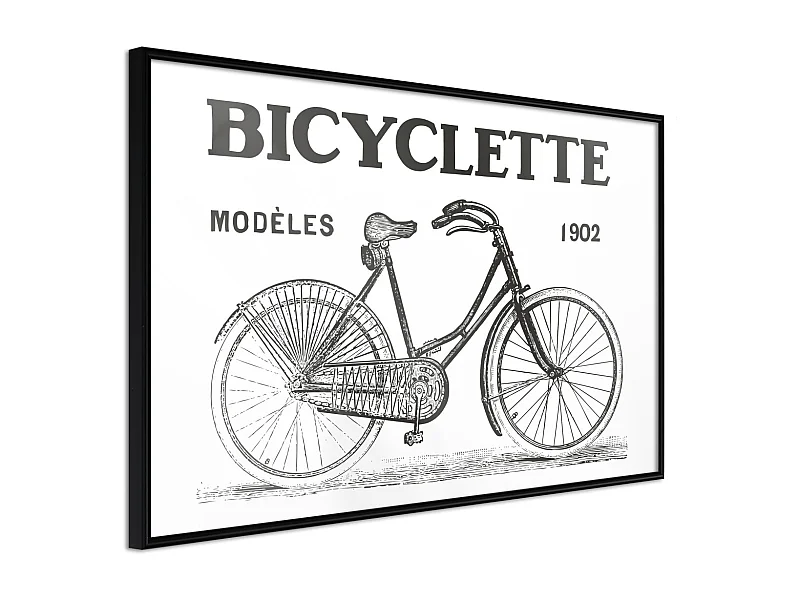 Affiche Murale Encadrée "Bicyclette" 30 x 20 cm Noir