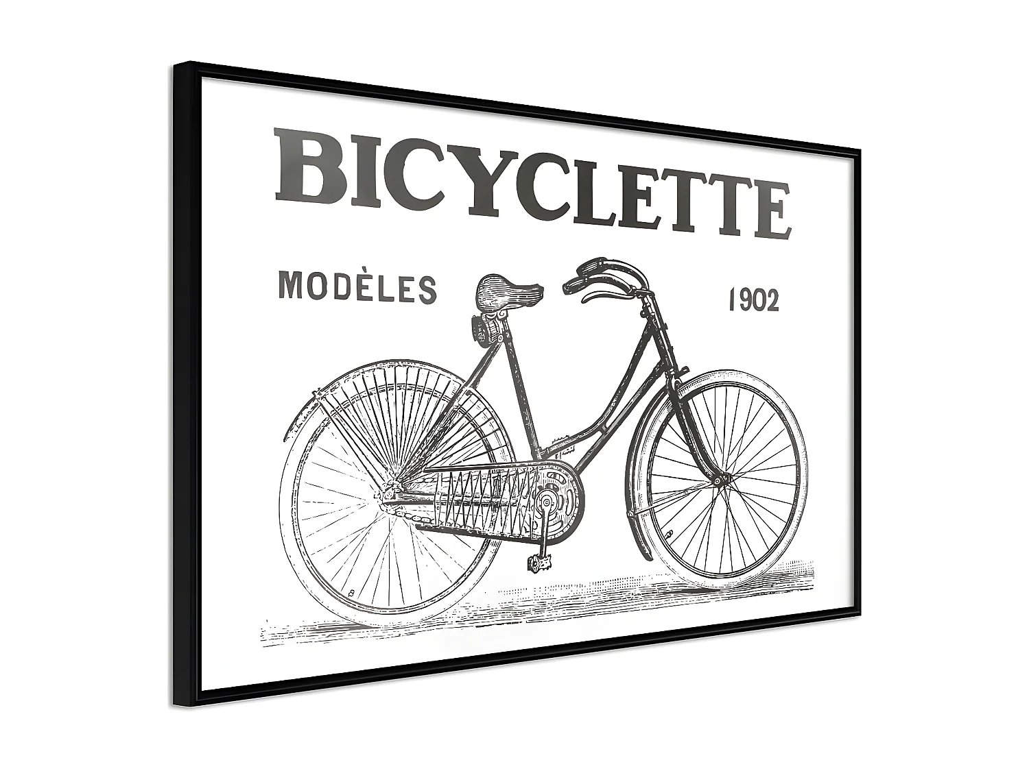 Affiche Murale Encadrée "Bicyclette" 60 x 40 cm Noir