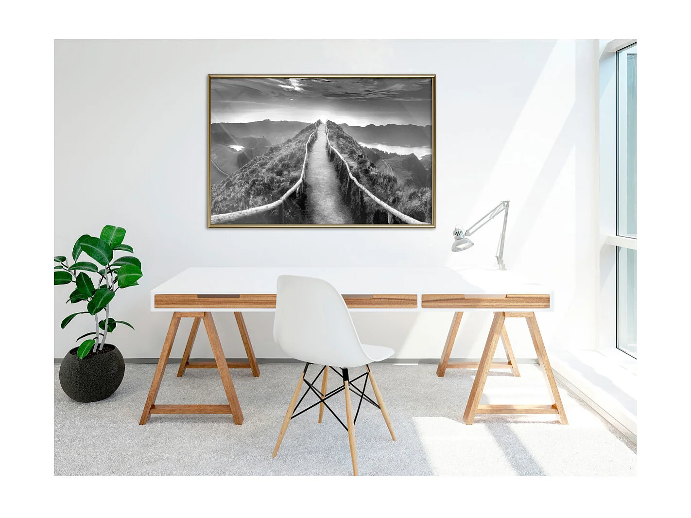 Affiche Murale Encadrée "Horizon" 90 x 60 cm Or