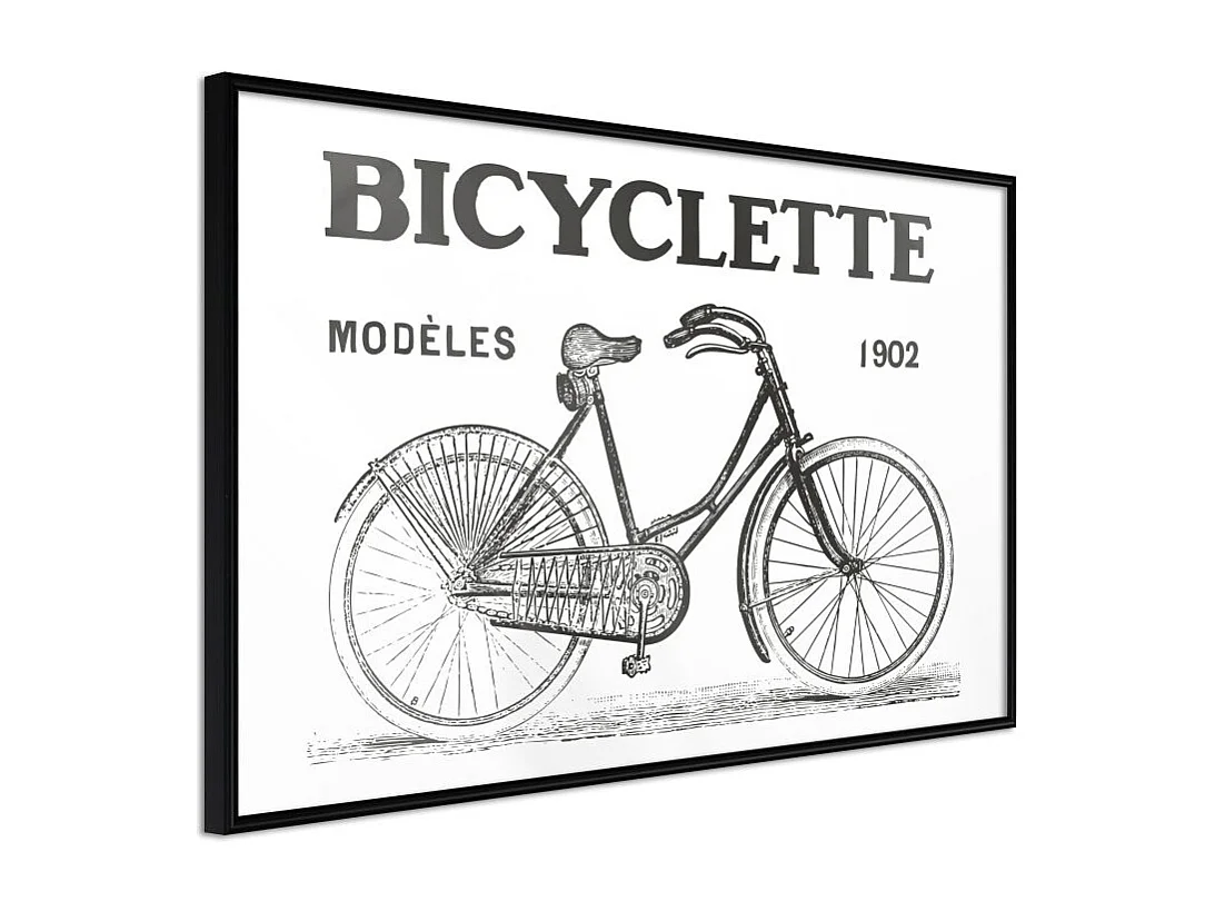 Affiche Murale Encadrée "Bicyclette" 45 x 30 cm Noir