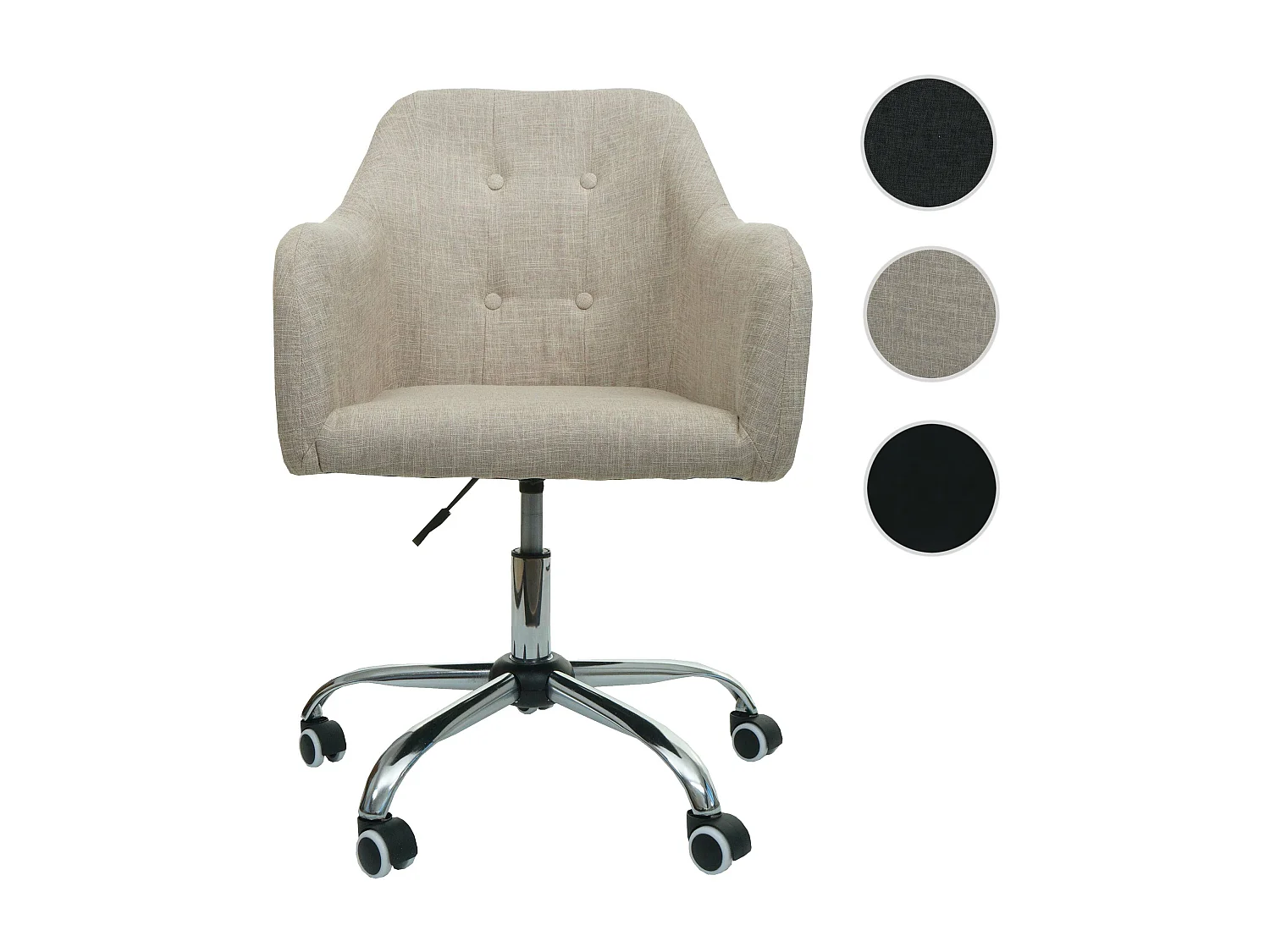 Poltrona sedia ufficio regolabile computer scrivania MCW-L92 girevole braccioli ~ tessuto beige