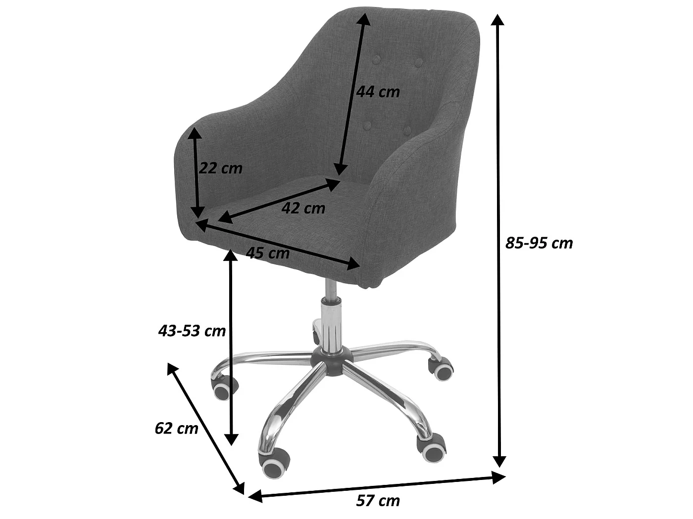 Silla de oficina MCW-L92,  tela/textil crema