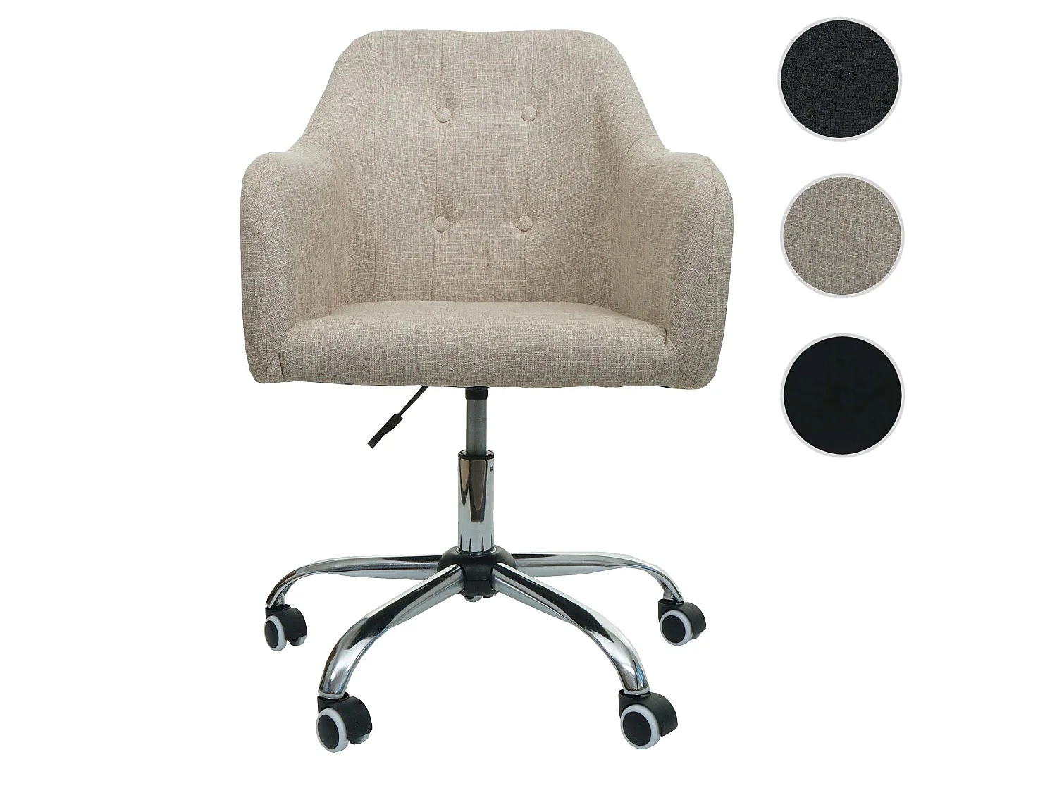 Silla de oficina MCW-L92,  tela/textil crema