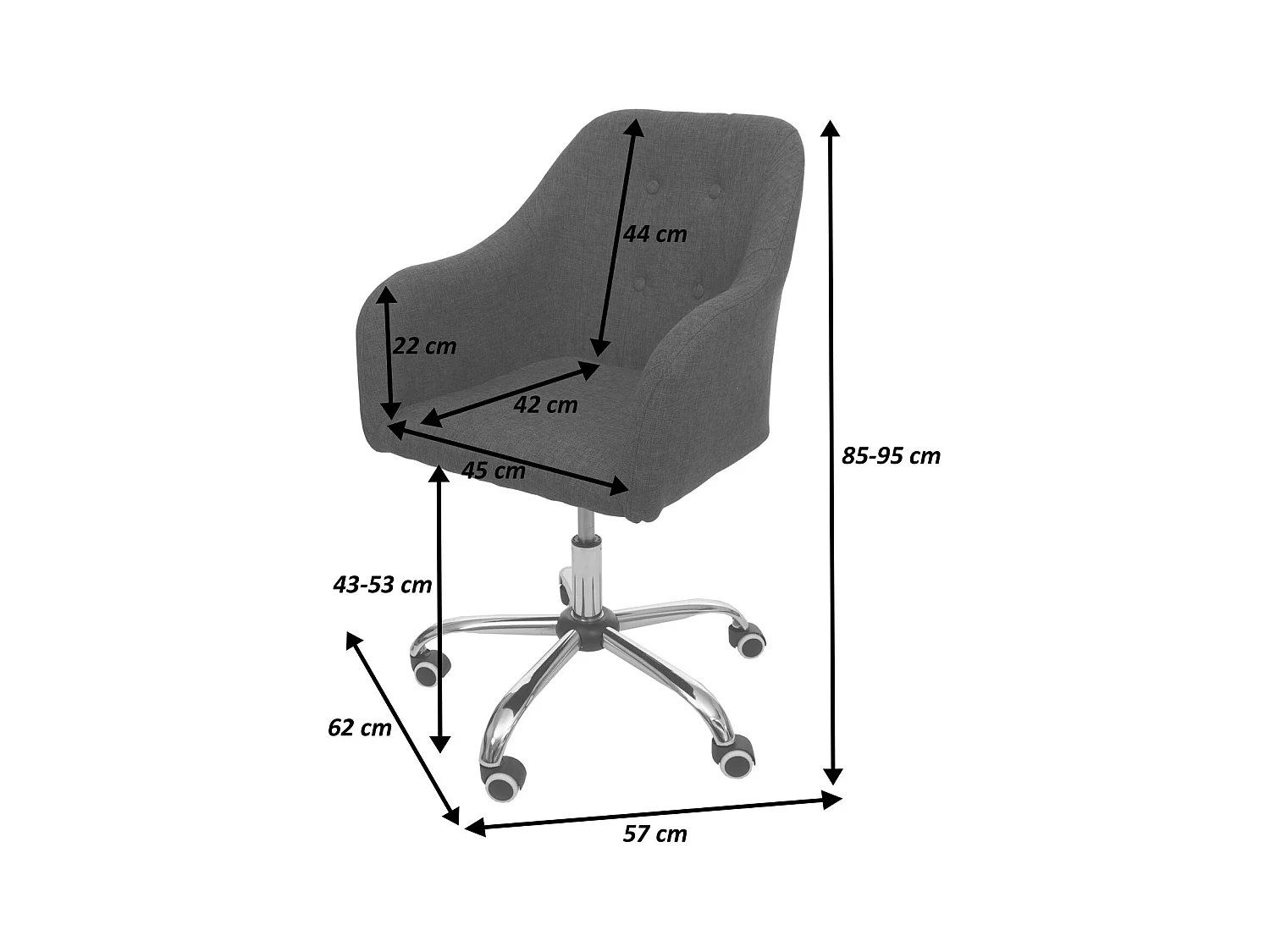 MCW-L92 bureaustoel,  stof/textiel donkergrijs