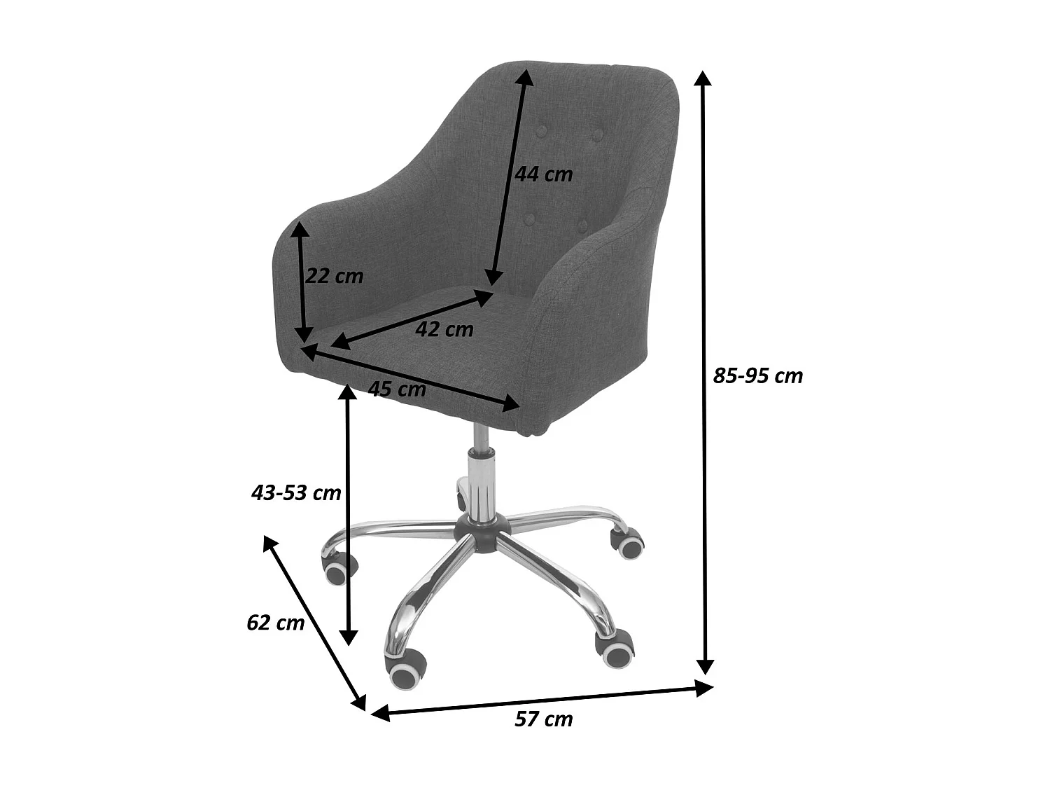 Silla de oficina MCW-L92,  tela/textil gris oscuro