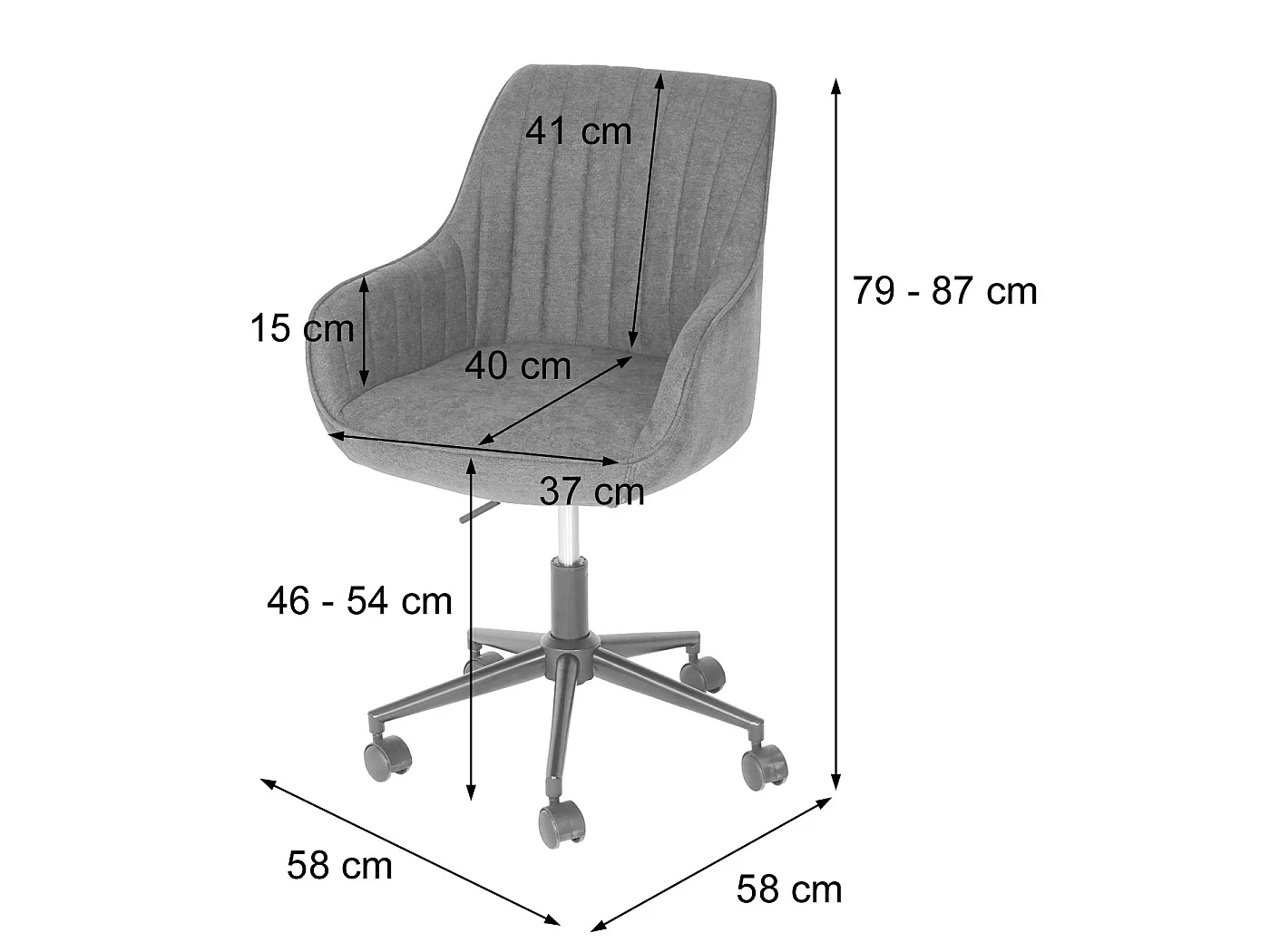 Cadeira de escritório MCW-J62 com braços,  antracite