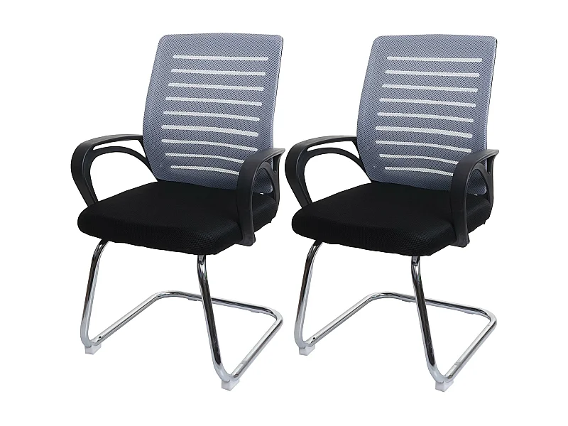 Set 2x sedie ufficio studio conferenza 150kg MCW-K51 94x60x49cm tessuto a rete grigio