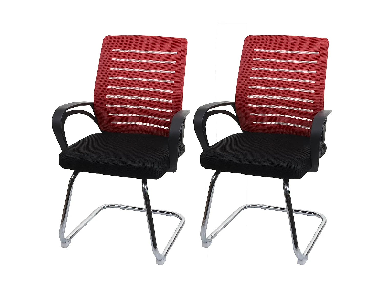 Set 2x sedie ufficio studio conferenza 150kg MCW-K51 94x60x49cm tessuto a rete rosso