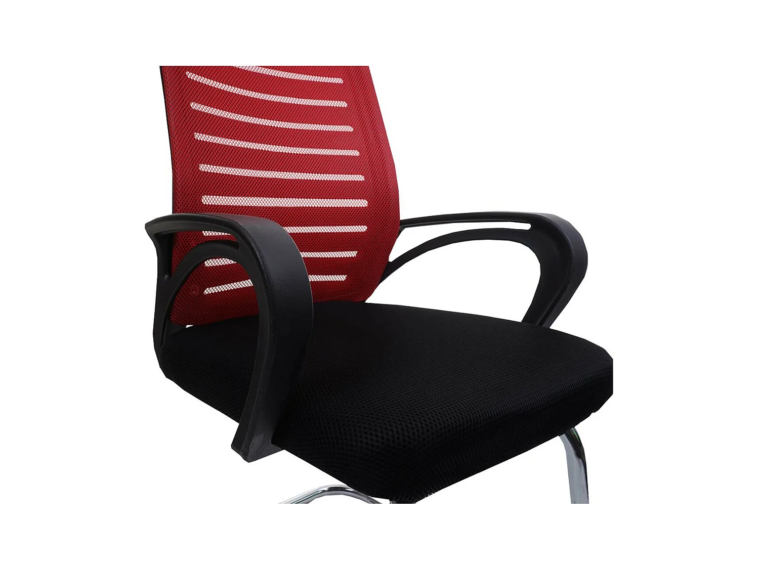 Set 2x sedie ufficio studio conferenza 150kg MCW-K51 94x60x49cm tessuto a rete rosso