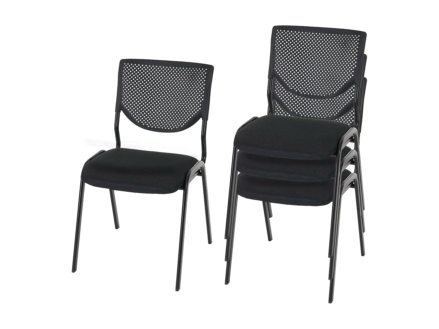 Chaise visiteur H401 Empilable (lot de 4),  siège noir, pieds noirs