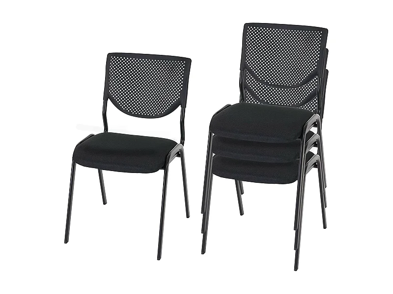Besucherstuhl H401 Stapelbar (4er-Set), Sitz schwarz, Füße schwarz