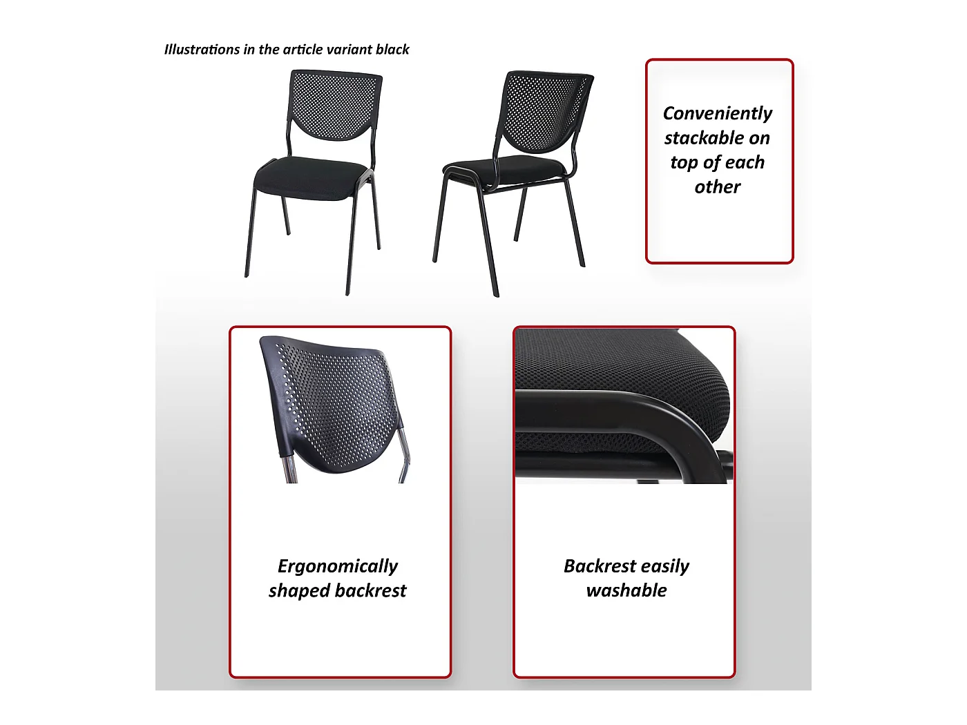 Chaise visiteur H401 Empilable (lot de 4),  siège vert, pieds chromés