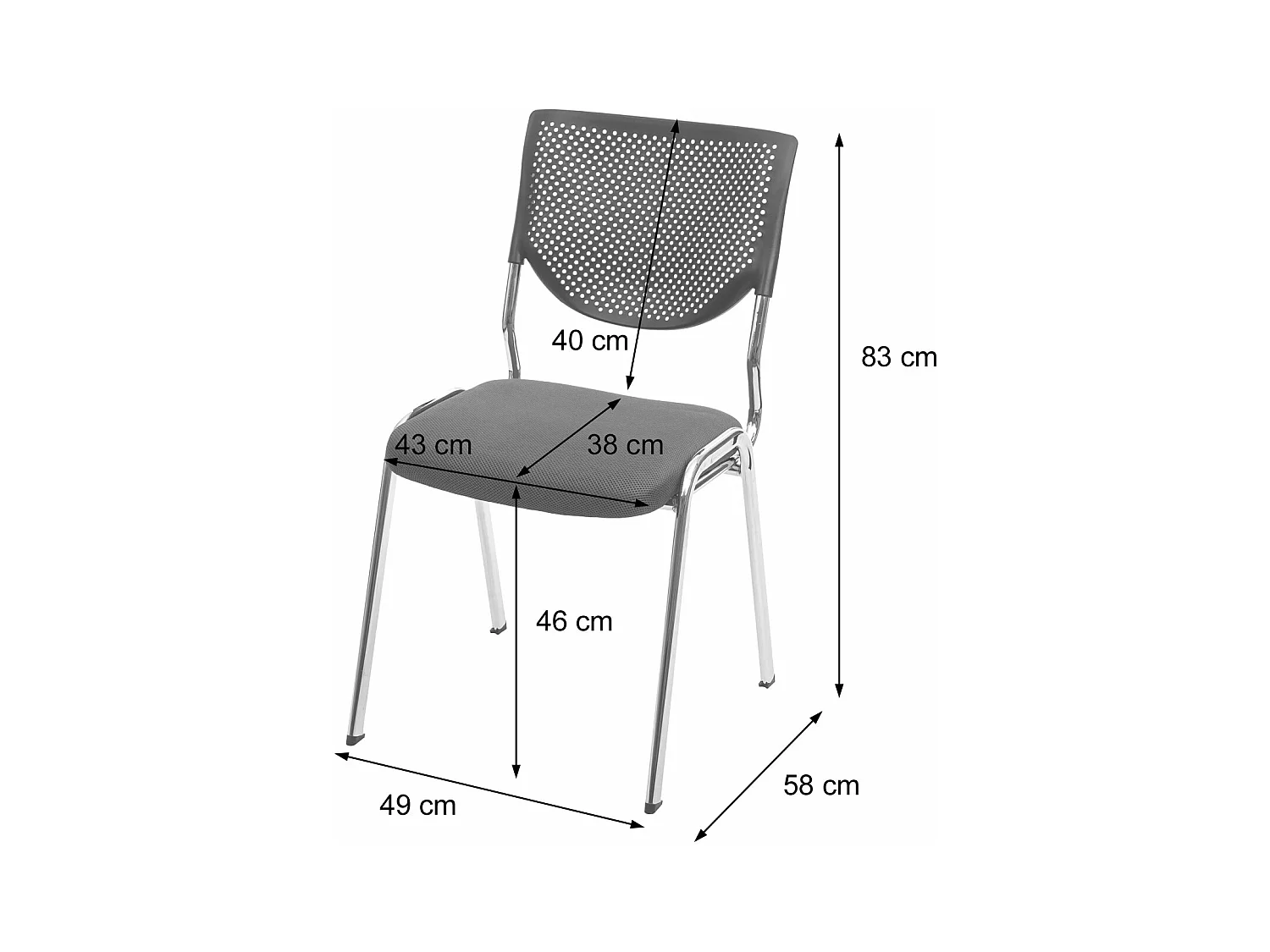 Chaise visiteur H401 Empilable (lot de 4),  siège vert, pieds chromés
