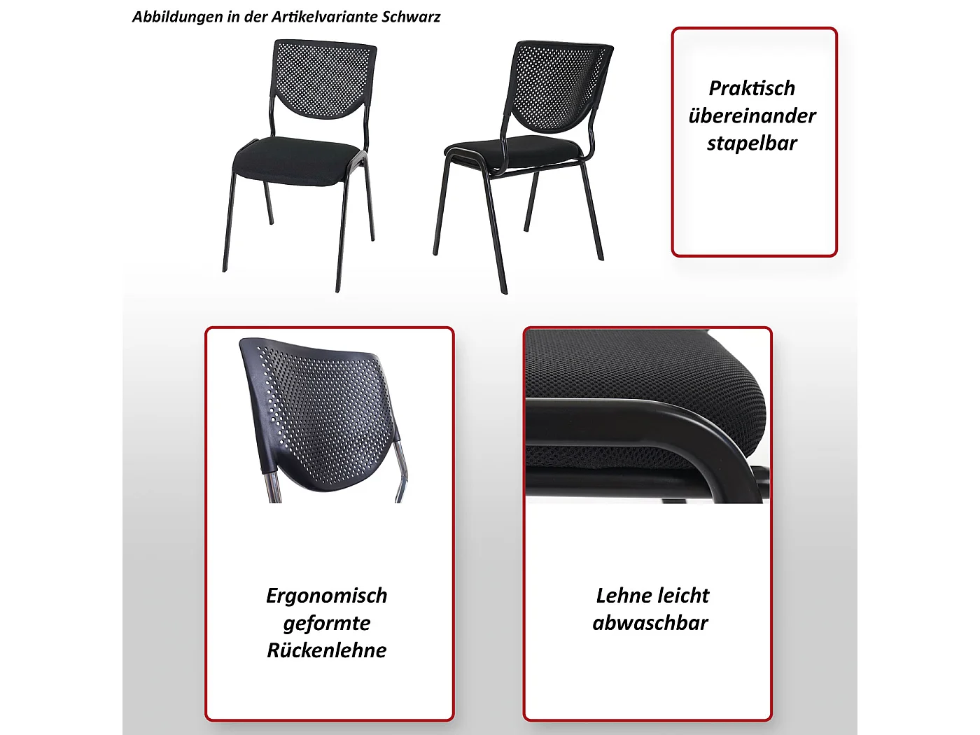 Chaise visiteur H401 Empilable (lot de 4),  siège vert, pieds chromés