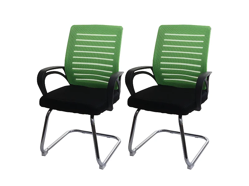 Set 2x sedie ufficio studio conferenza 150kg MCW-K51 94x60x49cm tessuto a rete verde