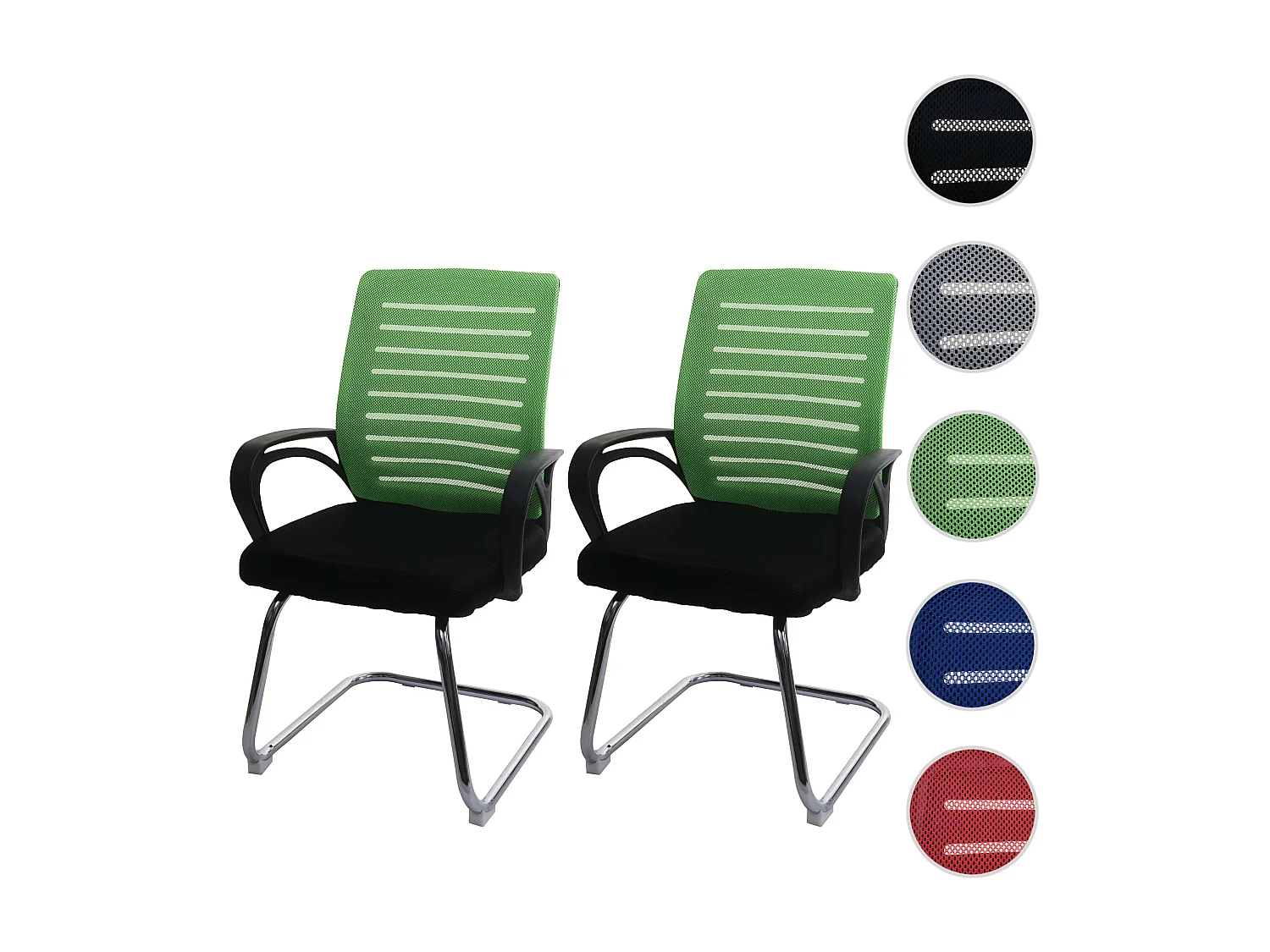Set 2x sedie ufficio studio conferenza 150kg MCW-K51 94x60x49cm tessuto a rete verde