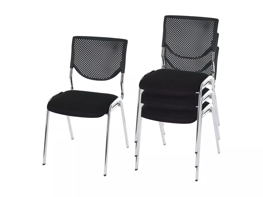 Kauf Unique Besucherstuhl H401 Stapelbar (4er-Set), Sitz schwarz, Füße chrom