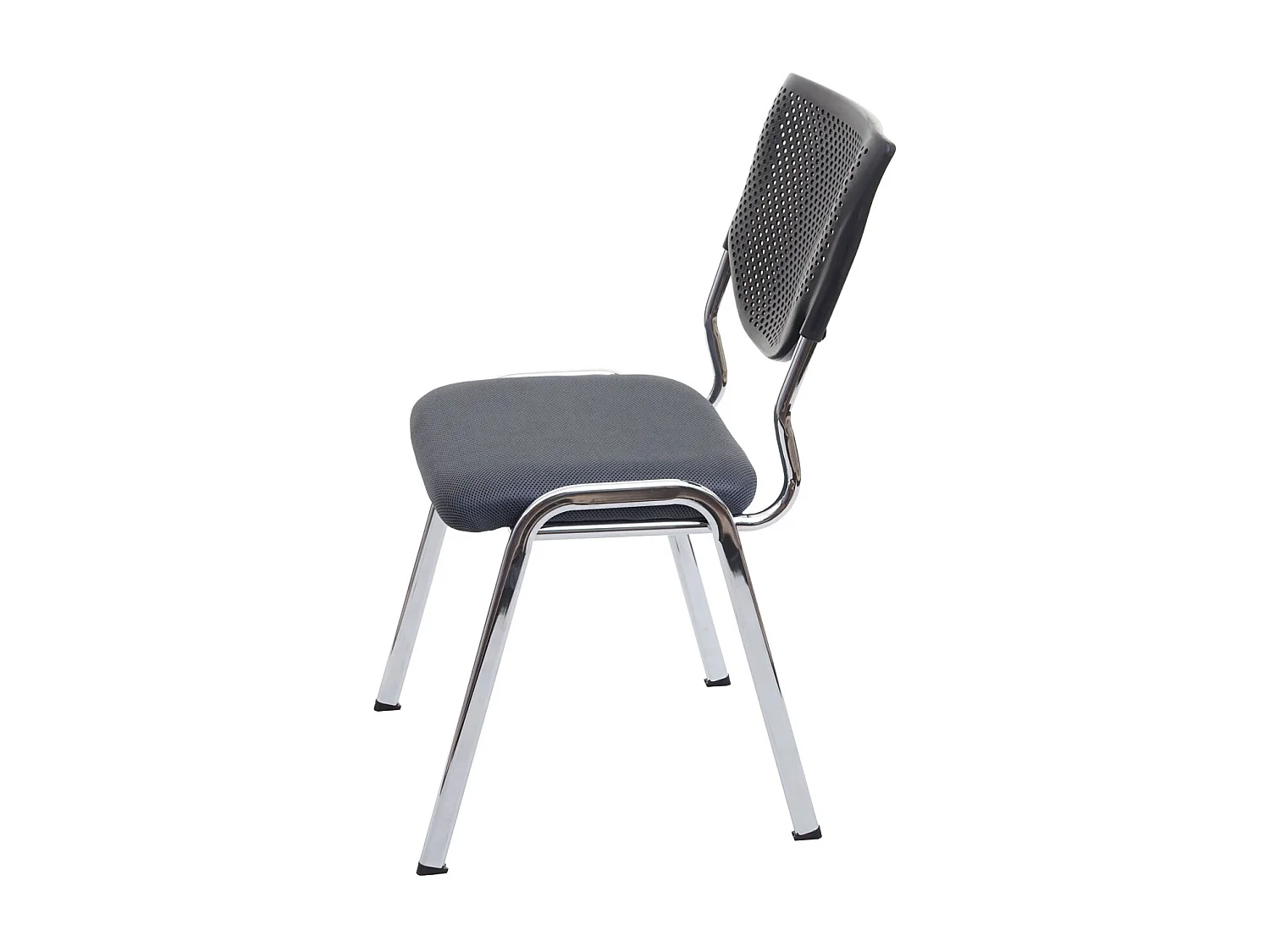 Silla para visitas H401 Apilable (juego de 4),  asiento gris oscuro, patas cromadas