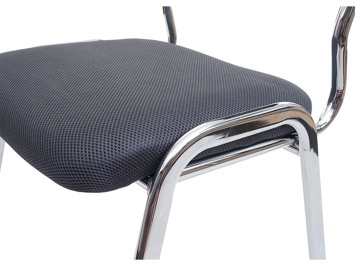 Chaise visiteur H401 Empilable (lot de 4),  siége gris foncé, pieds chromés