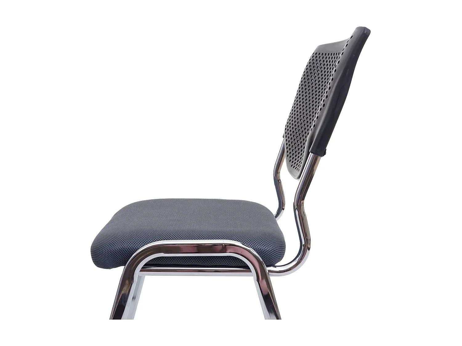 Chaise visiteur H401 Empilable (lot de 4),  siége gris foncé, pieds chromés