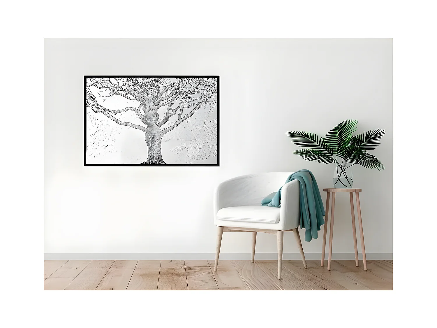 Affiche Murale Encadrée "Tangled Branches" 90 x 60 cm Noir