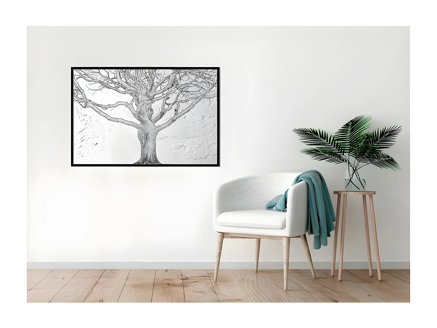 Affiche Murale Encadrée "Tangled Branches" 90 x 60 cm Noir