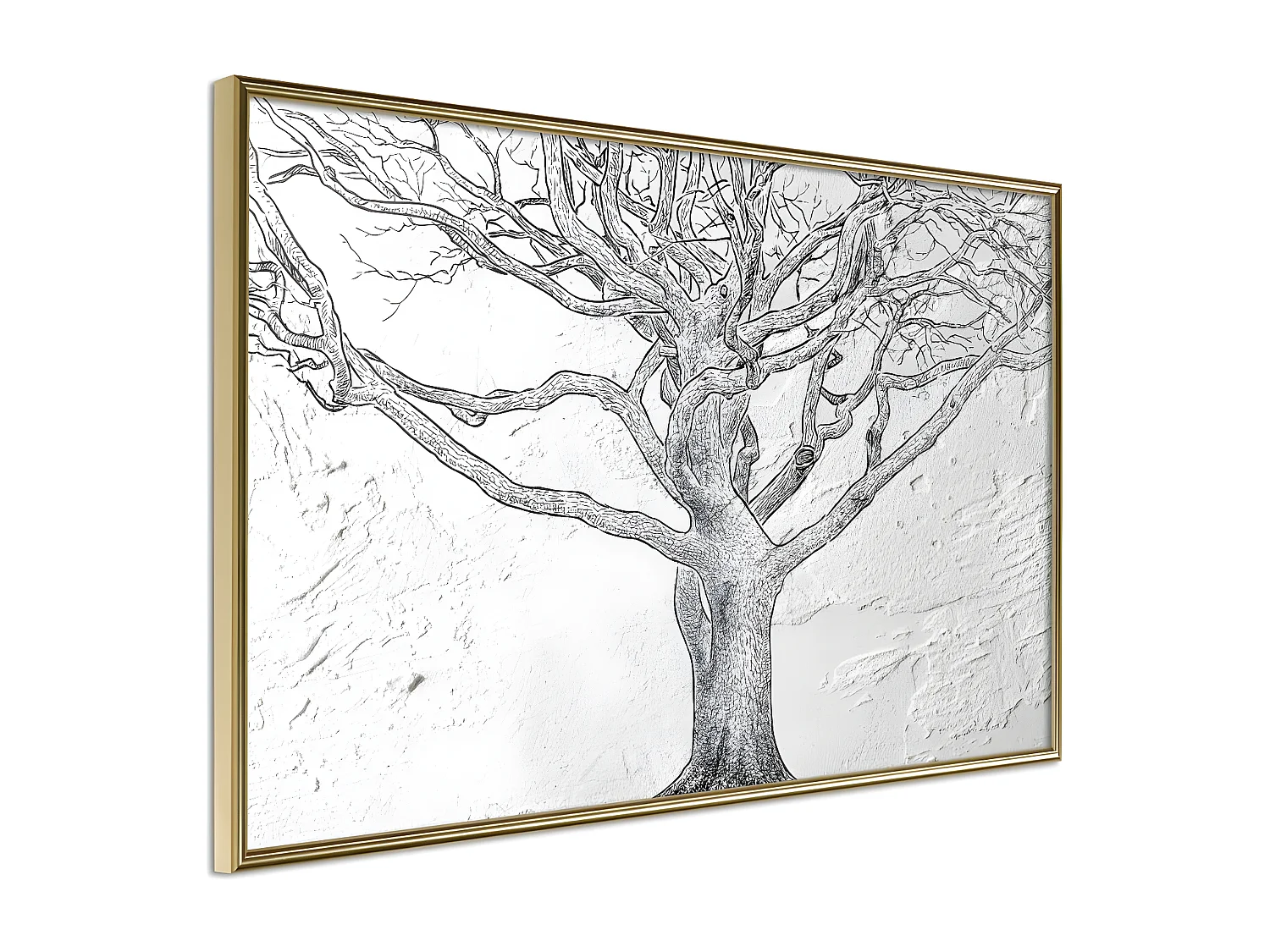 Affiche Murale Encadrée "Tangled Branches" 45 x 30 cm Or