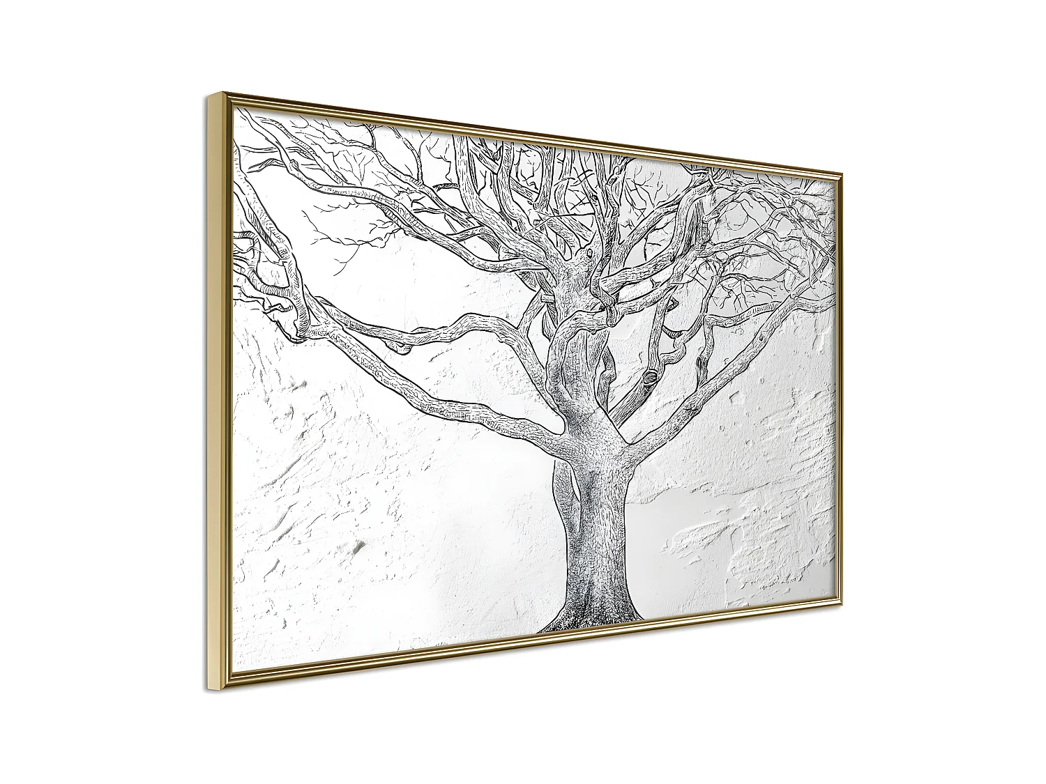 Affiche Murale Encadrée "Tangled Branches" 90 x 60 cm Or