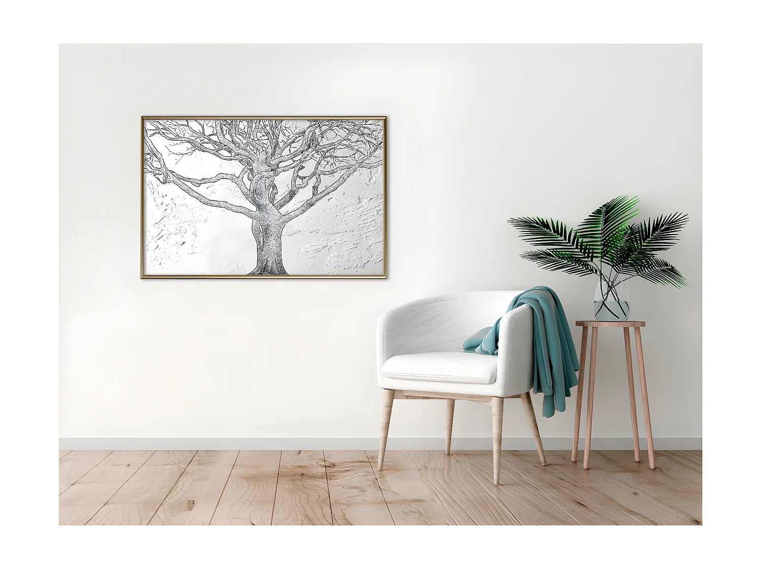 Affiche Murale Encadrée "Tangled Branches" 90 x 60 cm Or