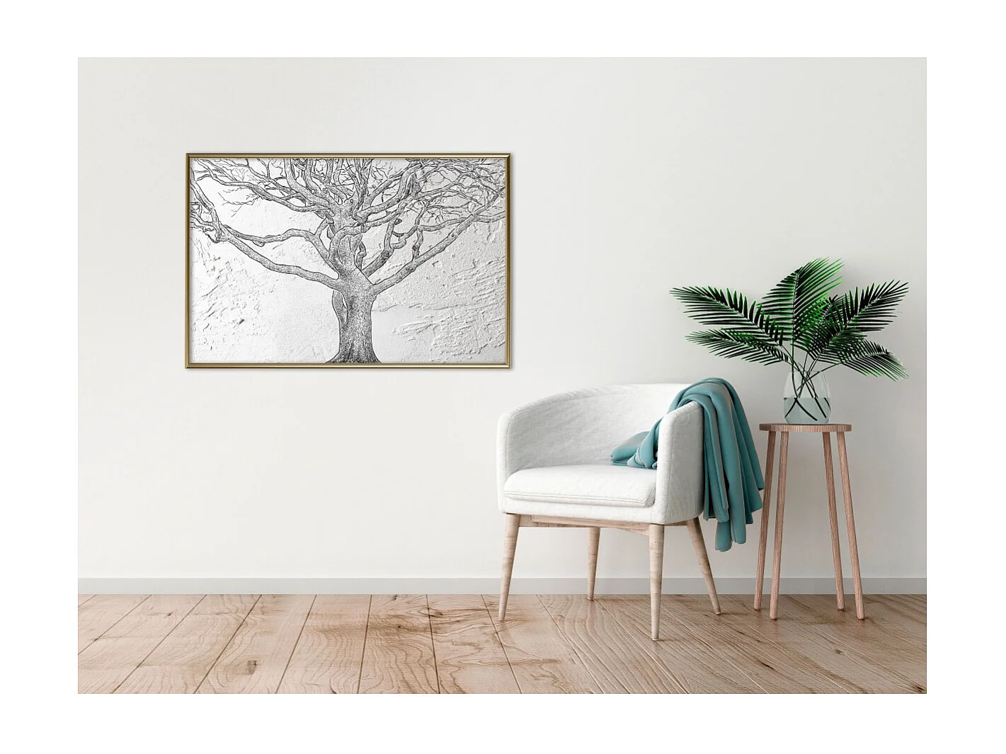 Affiche Murale Encadrée "Tangled Branches" 90 x 60 cm Or
