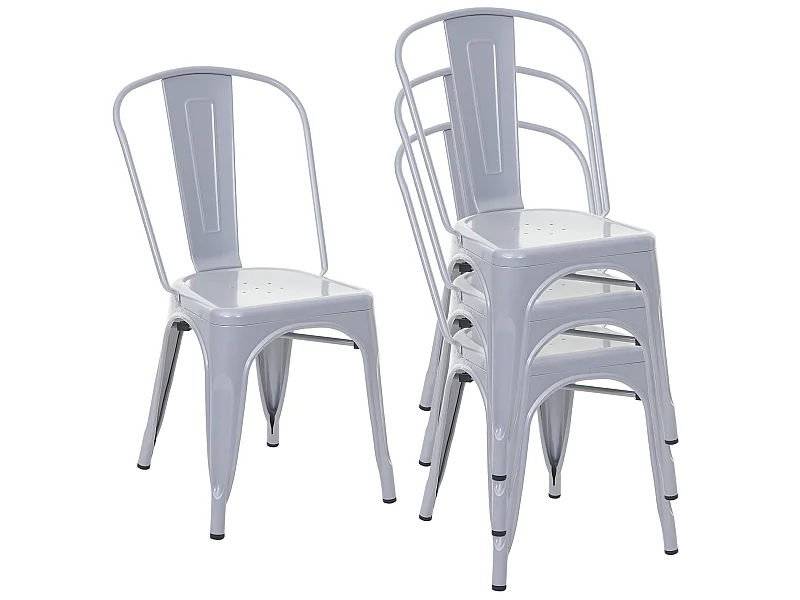 Cadeira metálica MCW-A73 (conjunto de 4),  cinzento