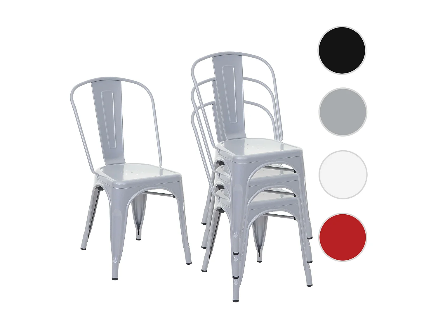 Cadeira metálica MCW-A73 (conjunto de 4),  cinzento