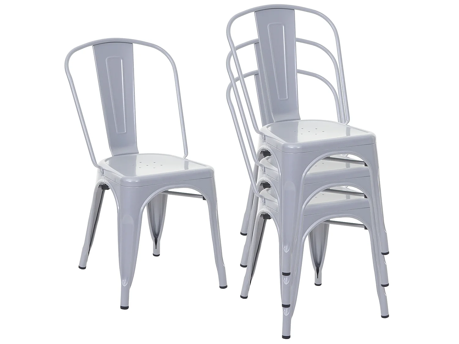 Chaise MCW-A73 Métal (lot de 4),  gris