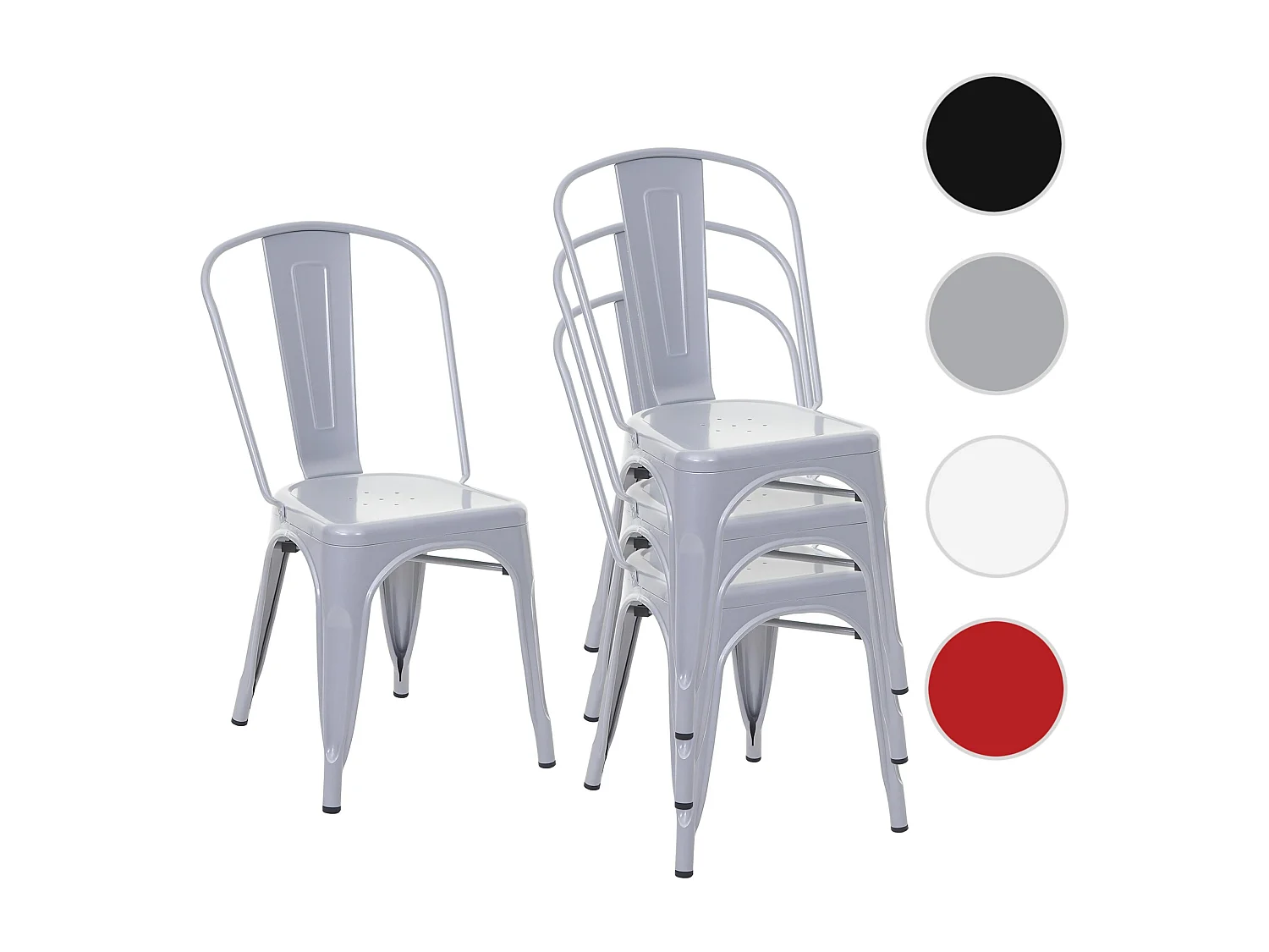 Chaise MCW-A73 Métal (lot de 4),  gris