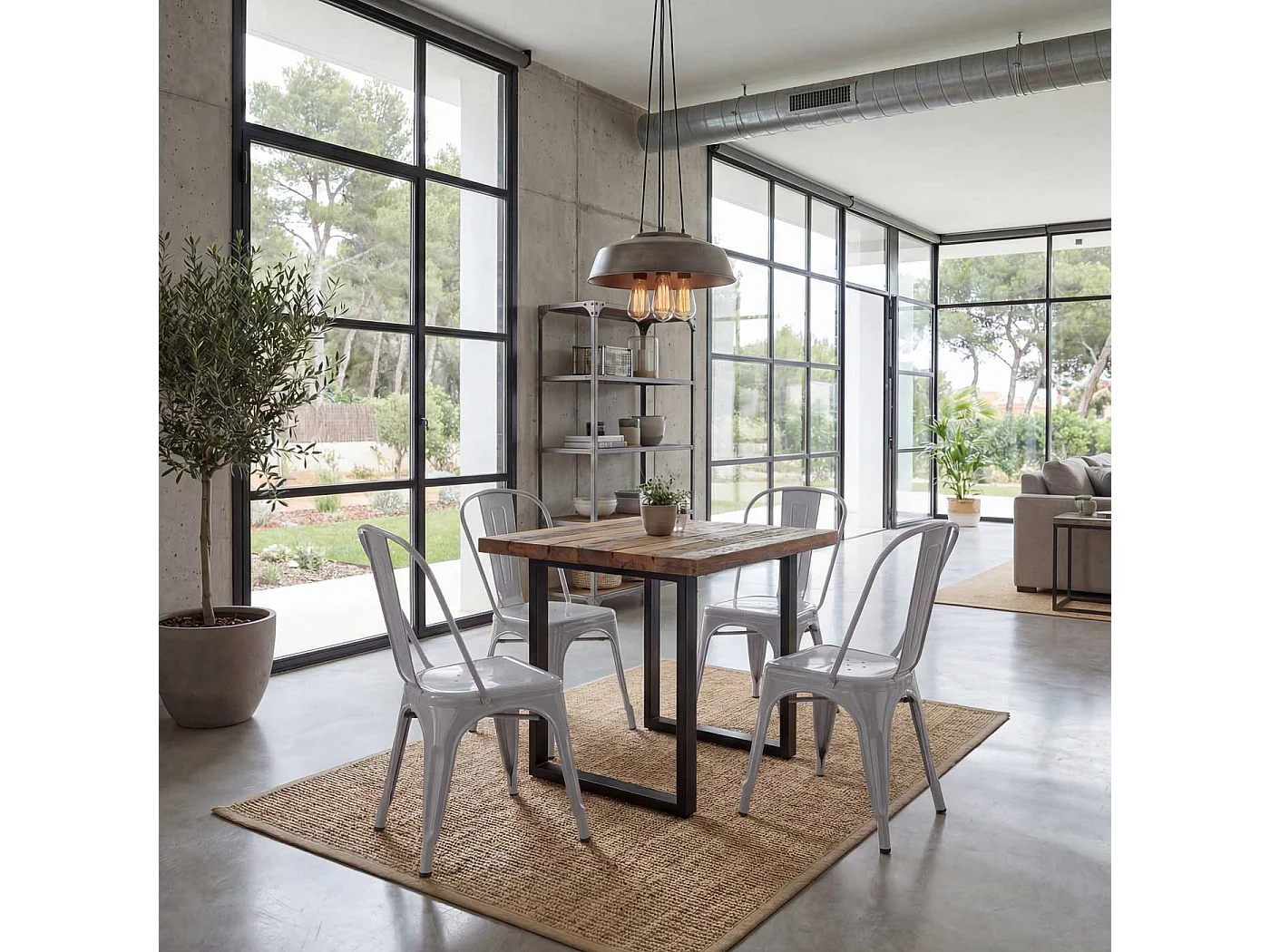 Krzesło MCW-A73 metalowe (zestaw 4 szt.),  szare