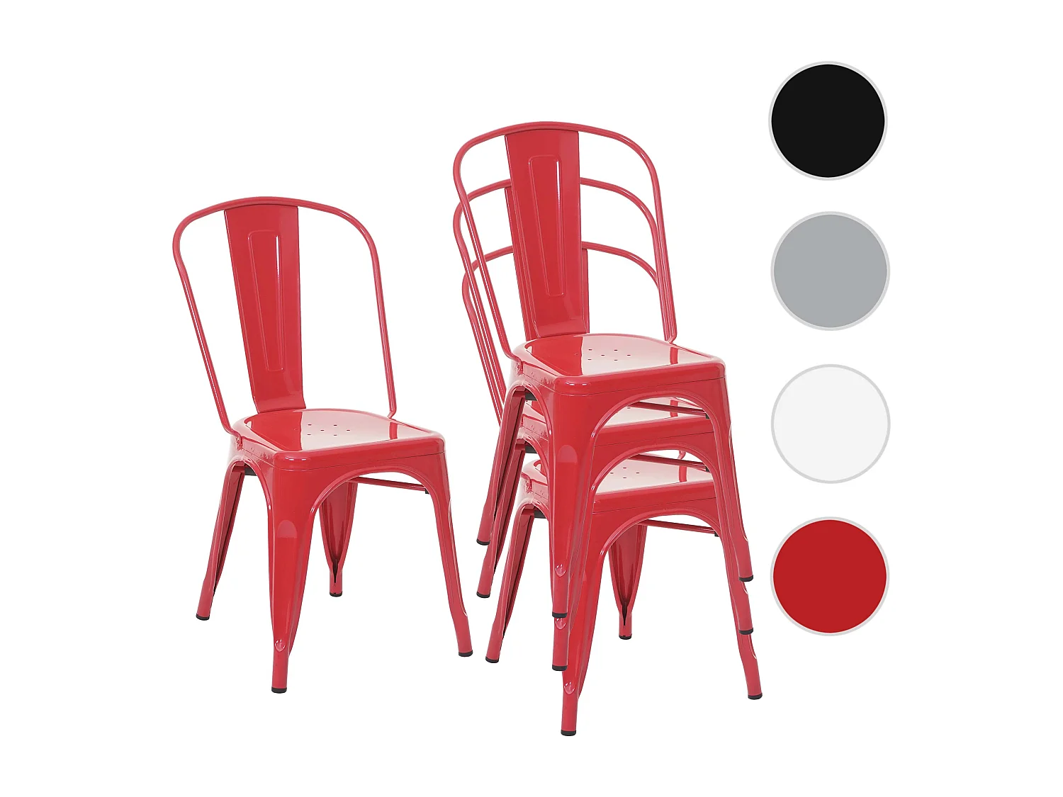 Stuhl MCW-A73 Metall (4er-Set), Rot