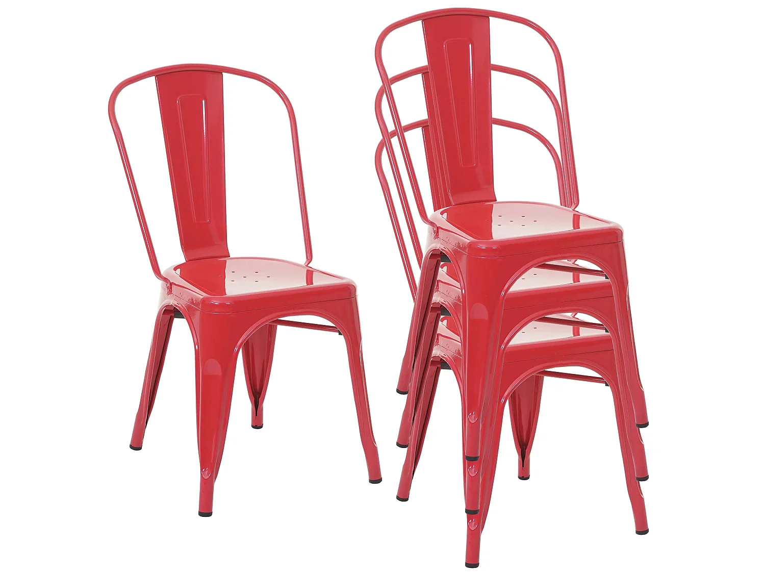 Krzesło MCW-A73 metalowe (zestaw 4 szt.),  czerwone