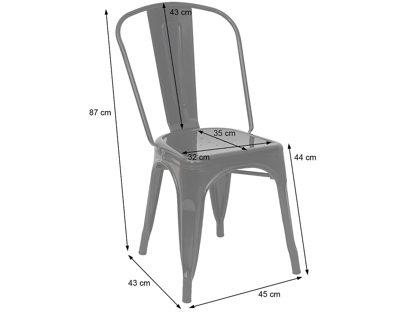 Krzesło MCW-A73 metalowe (zestaw 4 szt.),  czerwone