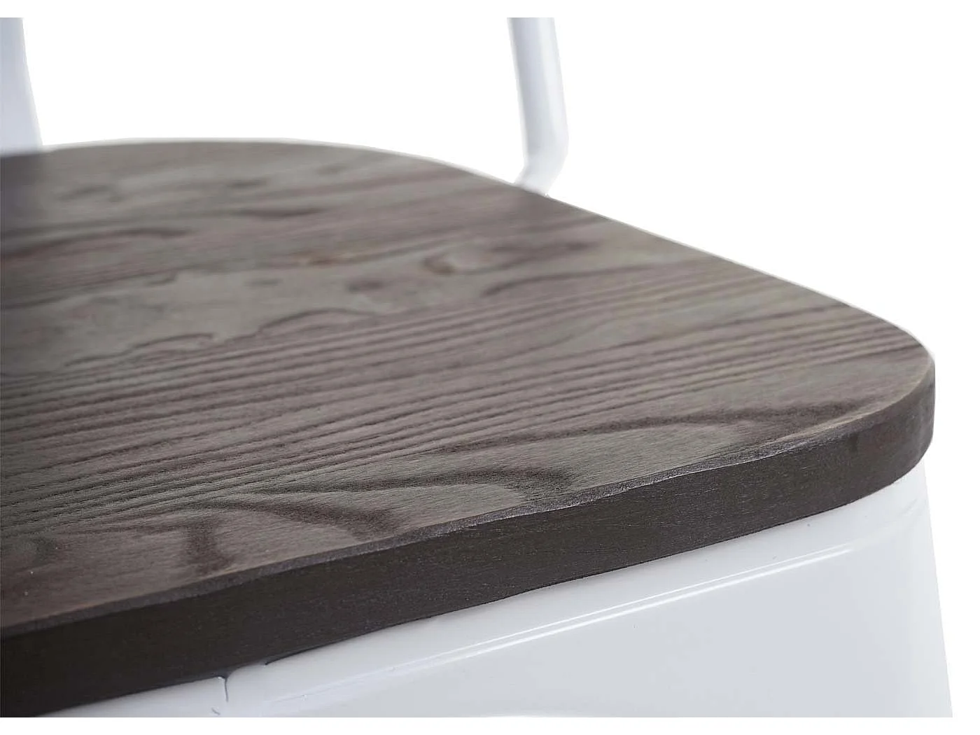 Sedia bistrot seduta in legno design industriale MCW-A73 metallo verniciato bianco