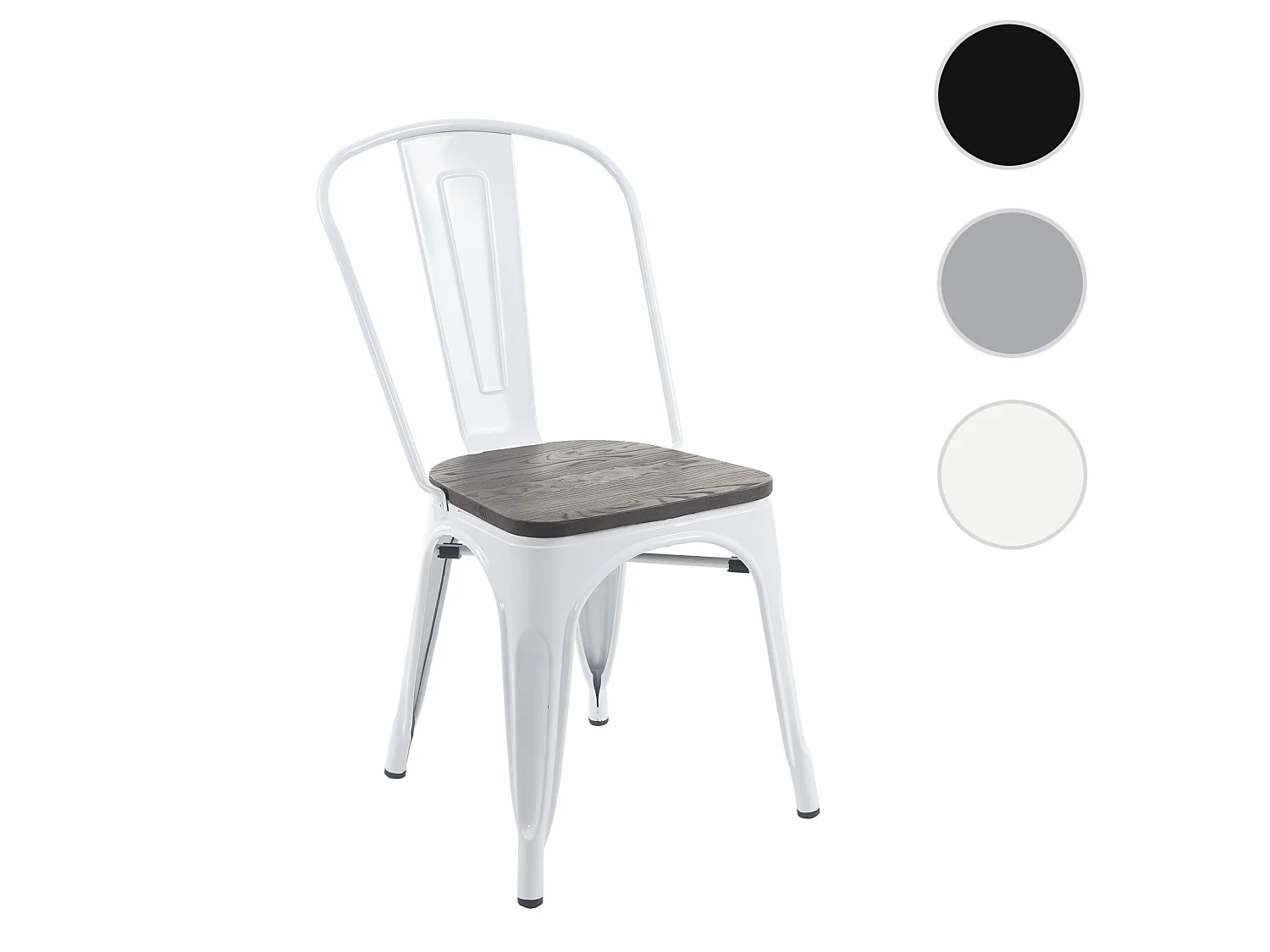 Sedia bistrot seduta in legno design industriale MCW-A73 metallo verniciato bianco