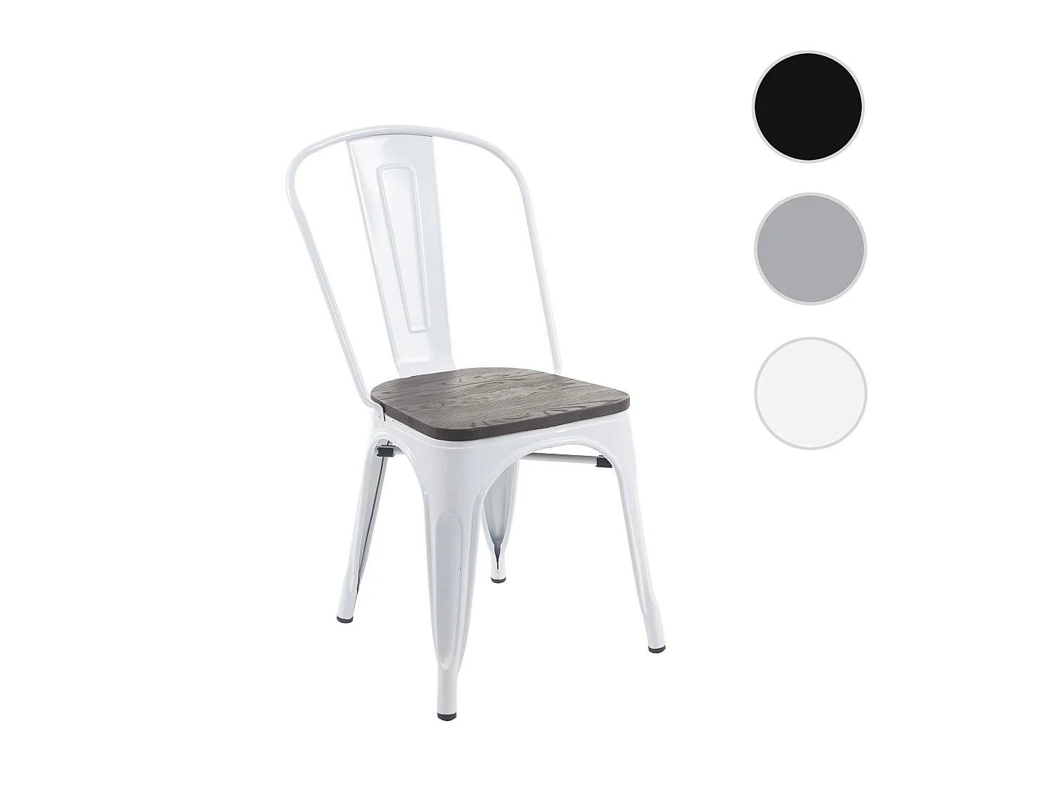 Chaise MCW-A73, assise en bois incluse,  blanc