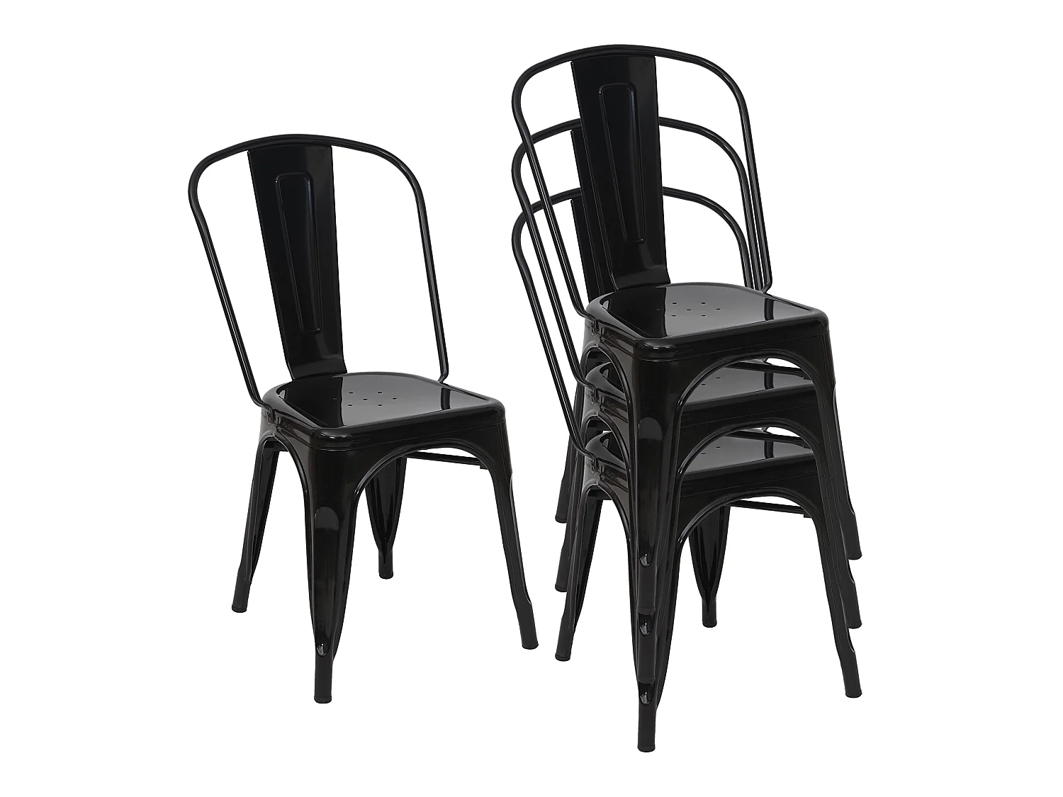 Chaise MCW-A73 Métal (lot de 4),  noir