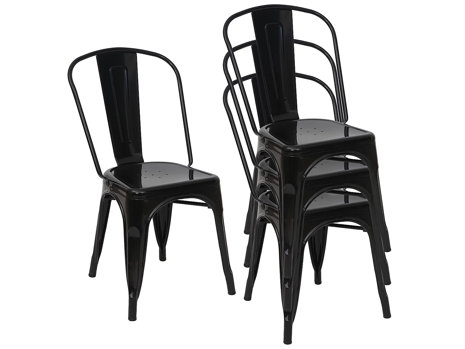 Stoel MCW-A73 metaal (set van 4),  zwart