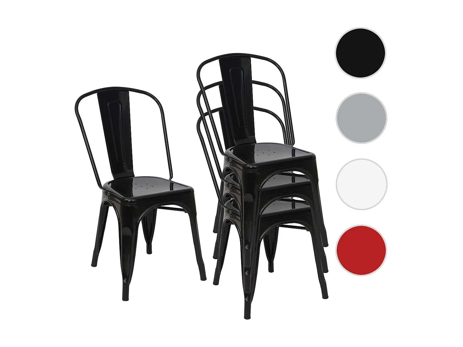 Stoel MCW-A73 metaal (set van 4),  zwart