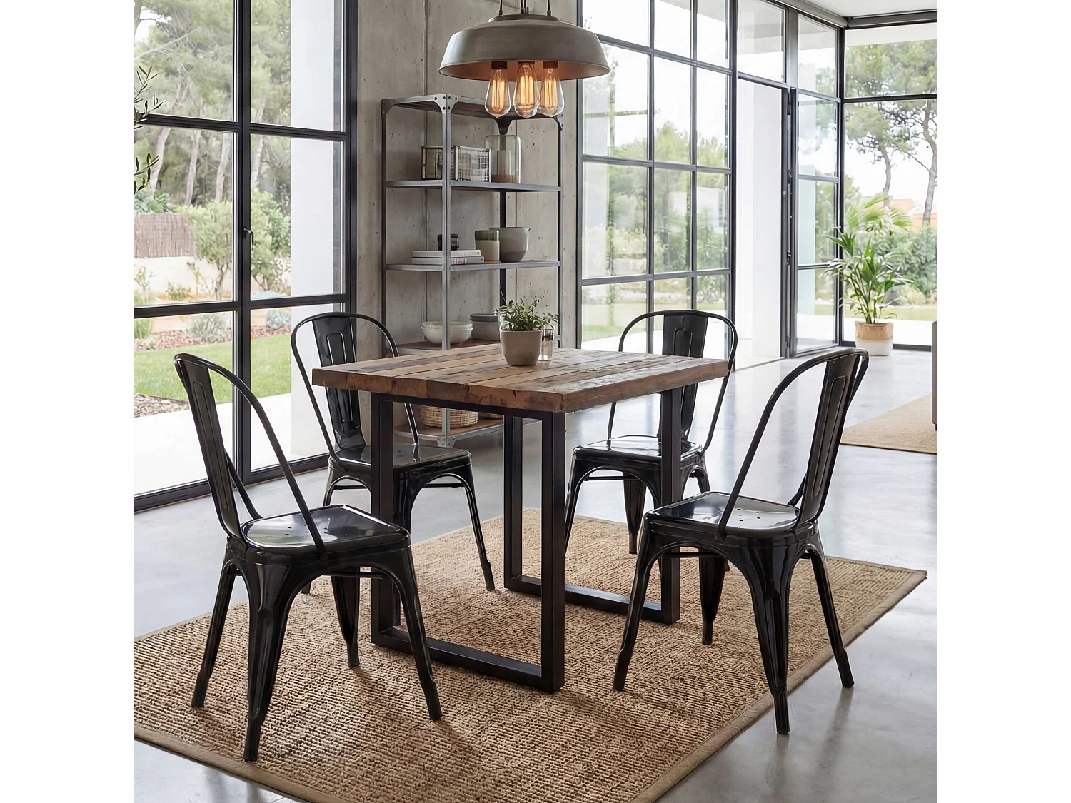 Cadeira MCW-A73 Metal (conjunto de 4),  preto