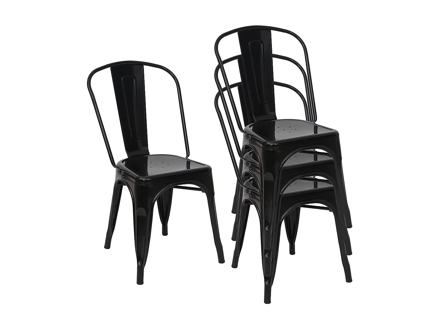 Cadeira MCW-A73 Metal (conjunto de 4),  preto